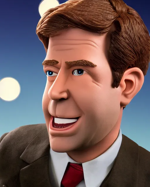 Image similar to jim halpert as a muppet. highly detailed felt. hyper real photo. 4 k.