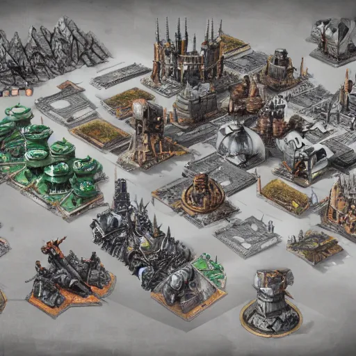 Image similar to warhammer 40k art style city concept
