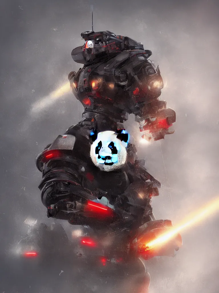 Image similar to “A detailed portrait of a giant robot panda dressed as a samurai, anime, trending on artstation, octane render, cgsociety, 4K, 8K”