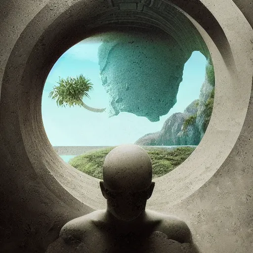 Image similar to Filip Hodas, minimalistic, hyperrealistic surrealism, award winning masterpiece with incredible details, epic stunning, infinity pool, a surreal vaporwave liminal space, highly detailed, trending on ArtStation, artgerm and greg rutkowski and alphonse mucha, daily deviation, IAMAG, broken giant marble head statue ruins, nightscape, milkyway