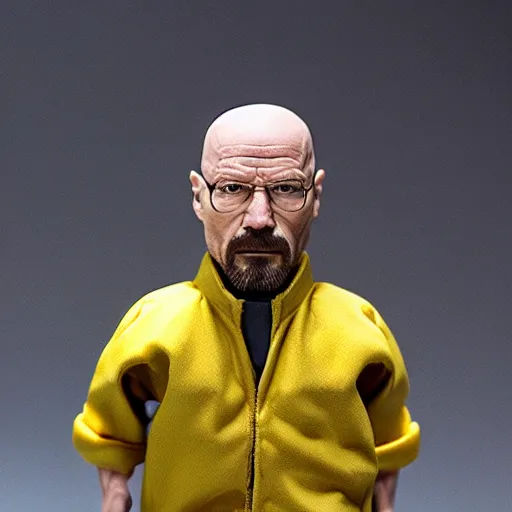 Prompt: Walter White action figure by Hot Toys. Studio lighting.