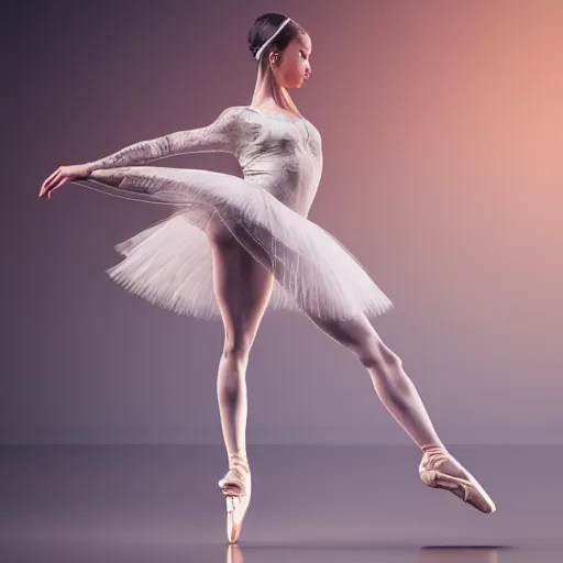 Prompt: full body pose, hyperrealistic photograph of stunning ballerina, dim volumetric lighting, 8 k, octane beautifully detailed render, extremely hyper detailed, intricate, epic composition, cinematic lighting, masterpiece, trending on artstation, very very detailed, stunning, hdr, smooth, sharp focus, high resolution, award, winning photo, dslr, 5 0 mm