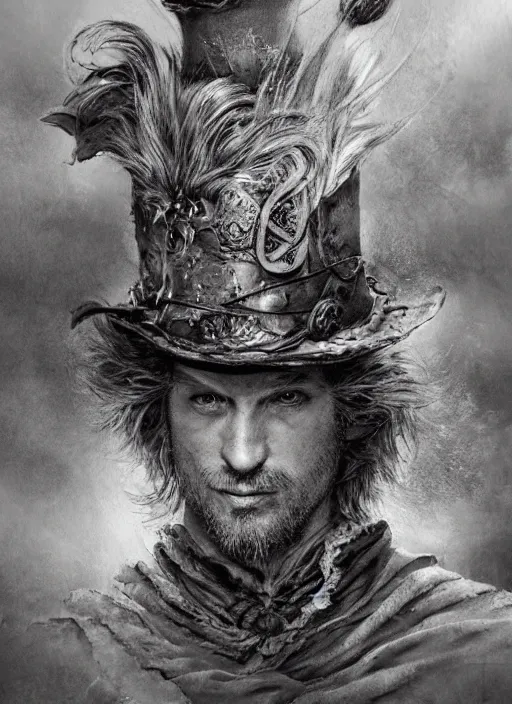 Image similar to portrait, viking mad hatter, watercolor, dramatic lighting, cinematic, establishing shot, extremely high detail, foto realistic, cinematic lighting, pen and ink, intricate line drawings, by Yoshitaka Amano, Ruan Jia, Kentaro Miura, Artgerm, post processed, concept art, artstation, matte painting, style by eddie mendoza, raphael lacoste, alex ross