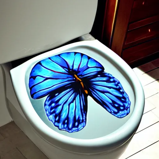 Prompt: half toilet seat half butterfly