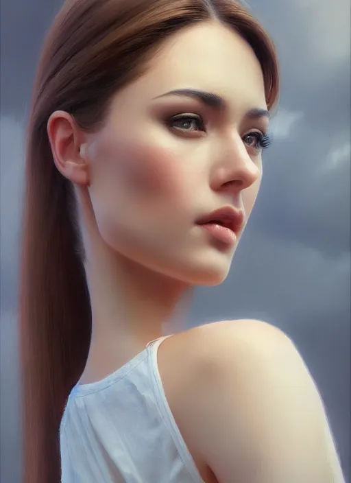 Image similar to photo of a gorgeous young woman in the style of stefan kostic, realistic, sharp focus, 8 k high definition, insanely detailed, intricate, elegant, art by stanley lau and artgerm