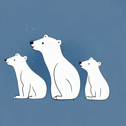 Prompt: storybook illustration of a five - headed polar bear, storybook illustration, monochromatic, white background