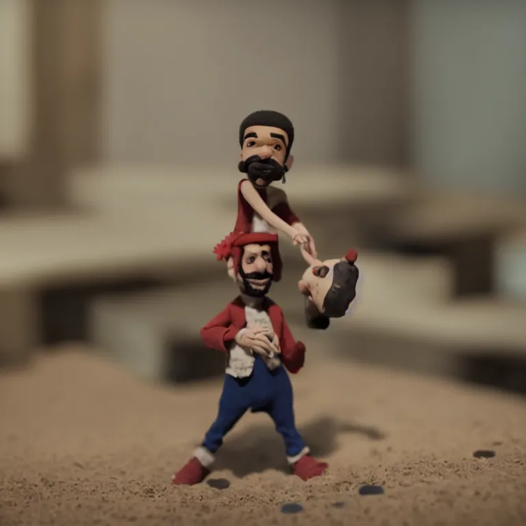 Prompt: a cinematic film still of a claymation stop motion film starring drake, shallow depth of field, 8 0 mm, f 1. 8