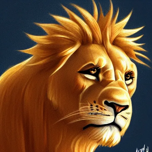 Prompt: cute drawing of a lion in the simpson, digital painting, artstation, concept art, smooth, sharp focus, illustration, ArtStation