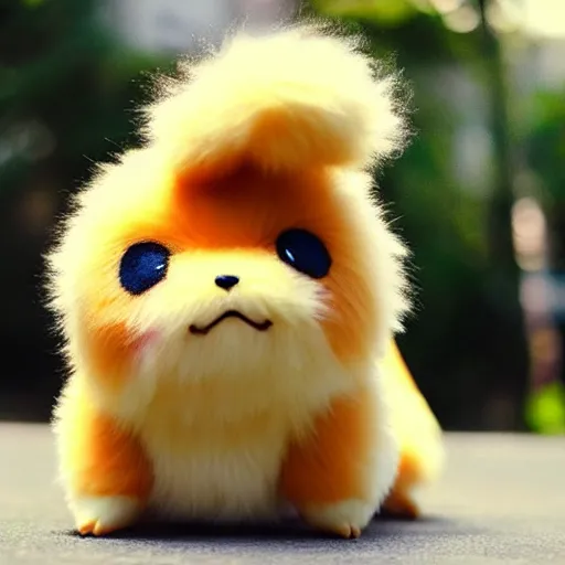 Image similar to real life Pokemon, cute!!!, fluffy!!!, ultra realistic!!!, golden hour, sharp focus