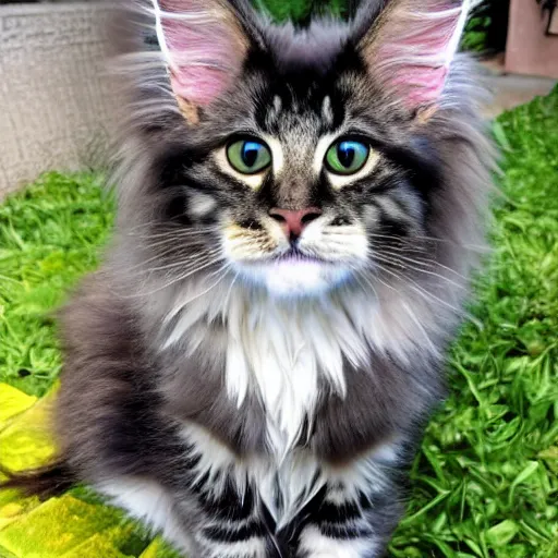 Prompt: maine coon balinese hybrid