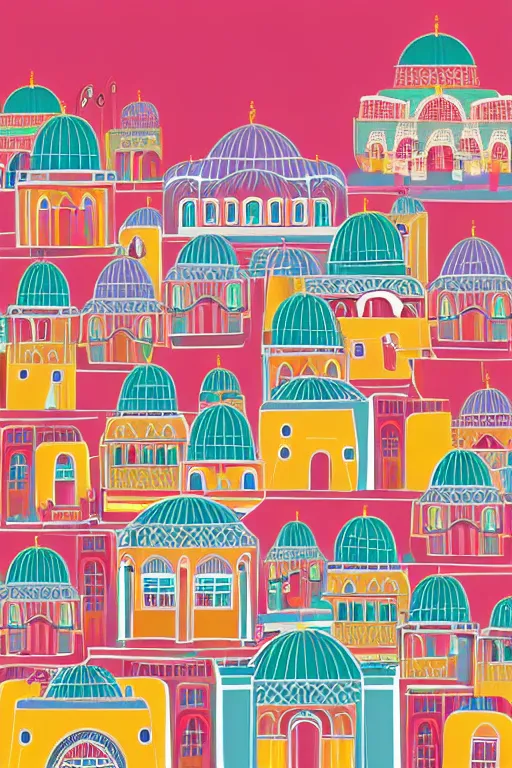 Prompt: minimalist boho style art of colorful istanbul, illustration, vector art