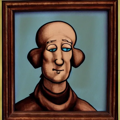 Image similar to handsome squidward portrait, da vinci art style