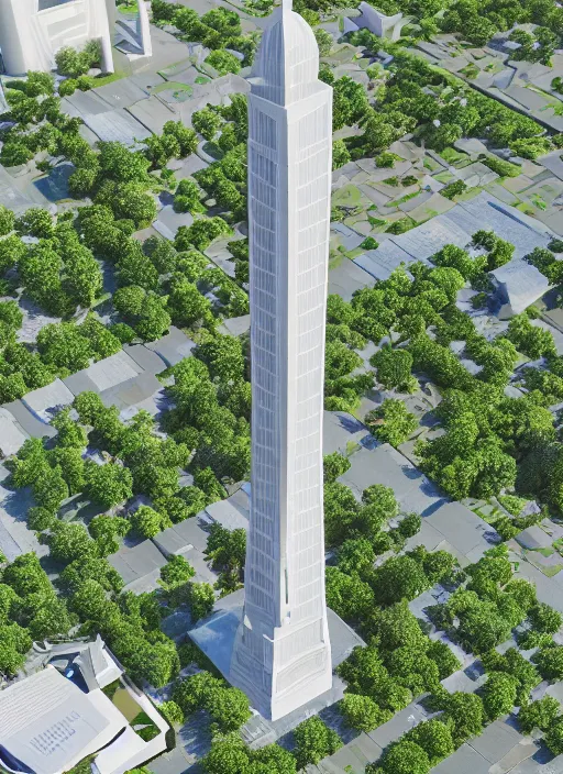 Prompt: highly detailed realistic architecture 3 d render of a stele in the style of power tower standing in a city park, archdaily, made in unreal engine 4 octane render