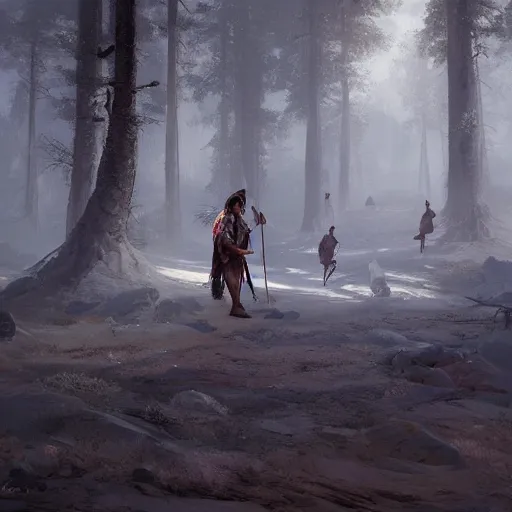 Image similar to native american indigenous man wearin traditional clothing, in a walk cycle on a white studio baclground, greg rutkowski, detailed artwork, unreal engine