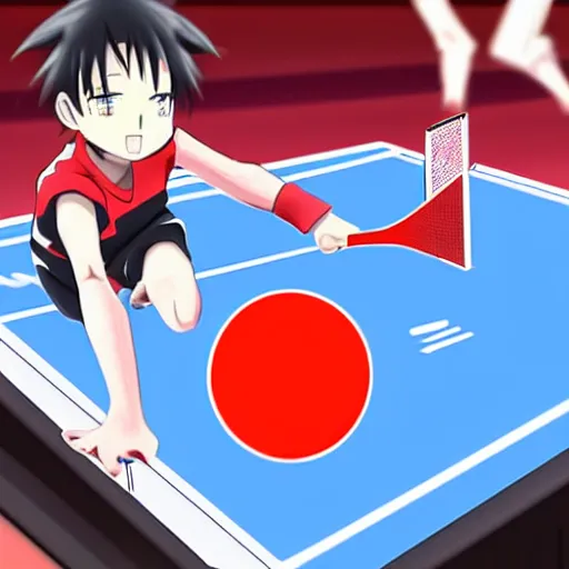 table tennis match, epic, anime style, Stable Diffusion