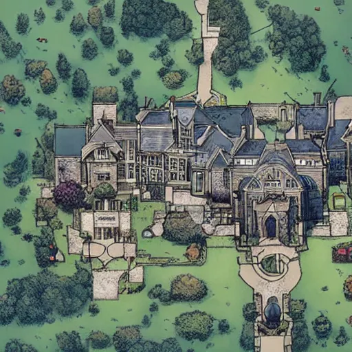 Image similar to aerial view of the x - mansion, by jim lee