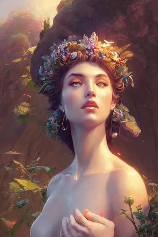 Image similar to goddess of the summer, highly detailed, digital painting, artstation, concept art, smooth, sharp focus, illustration, unreal engine 5, 8 k, art by artgerm and greg rutkowski and edgar maxence