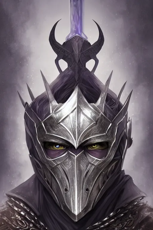 Prompt: head and shoulders portrait of an eldrich knight, drow, dark elf, shadar kai, armored, magical, male, high fantasy, d & d, by alexandre chaudret, face details, extremely detailed, digital illustration