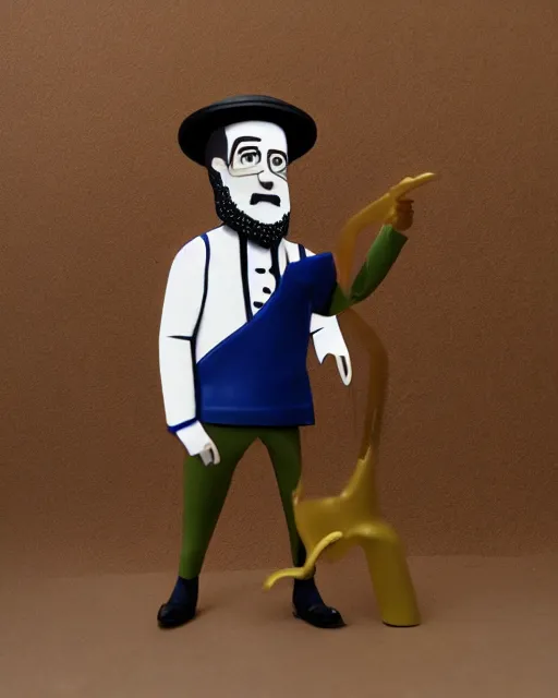 Prompt: benjamin herzl, stop motion vinyl figure, plastic, toy