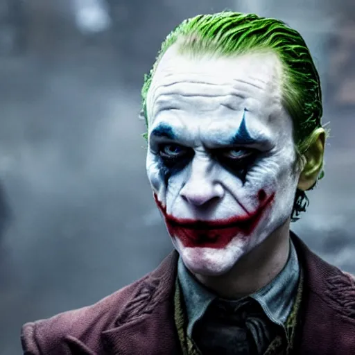 Image similar to the joker in game of thrones, 4 k, epic, cinematic, focus, movie still, serious, extreme detail, atmospheric, dark colour