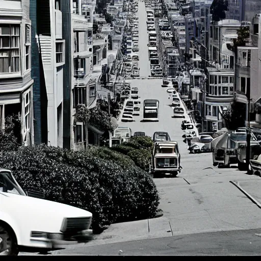 Prompt: San Francisco's Lombard Street In 1975
