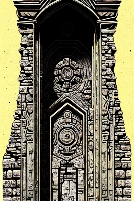 Prompt: ornate ancient stone portal, high details, intricately detailed, by vincent di fate, inking, 3 color screen print, masterpiece, trending on artstation,, sharp, details, hyper - detailed, hd, 4 k, 8 k