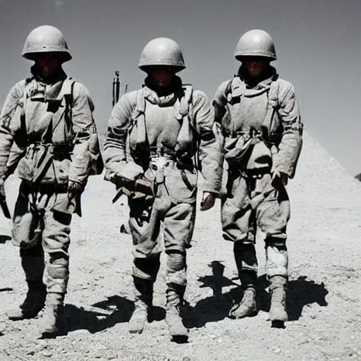 Prompt: band of brothers futuristic soldiers epic photo 35 mm