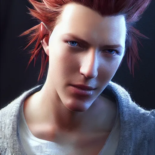 Image similar to photo realistic image of axel from kingdom hearts, stunning 3 d render inspired art by istvan sandorfi and greg rutkowski, perfect facial symmetry, realistic, highly detailed attributes and atmosphere, dim volumetric cinematic lighting,