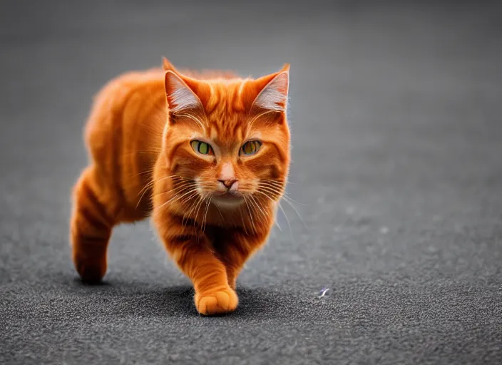 Prompt: ginger cat in mid action, award winning photography, XF IQ4, f/1.4, ISO 200, 1/160s, 8K, RAW, unedited, symmetrical balance, in-frame, Facial Retouch