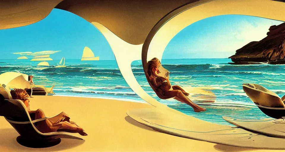 Image similar to i live in a seashell by the sea, cinematography by syd mead
