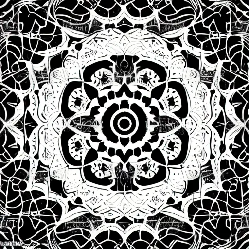 Image similar to persian mandala, vector art, black and white