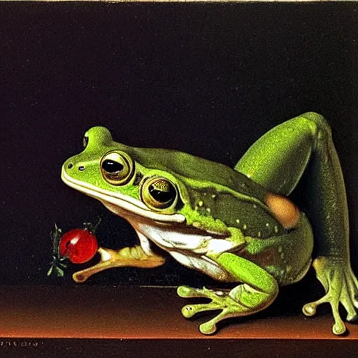 Prompt: a very cute frog by caravaggio