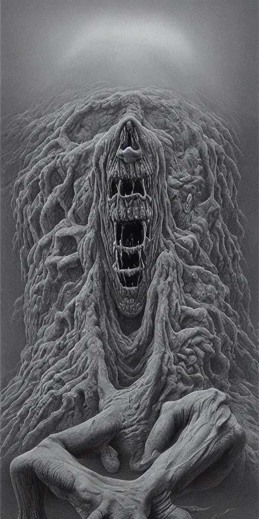 Image similar to zdzisław beksinski monster 4 k