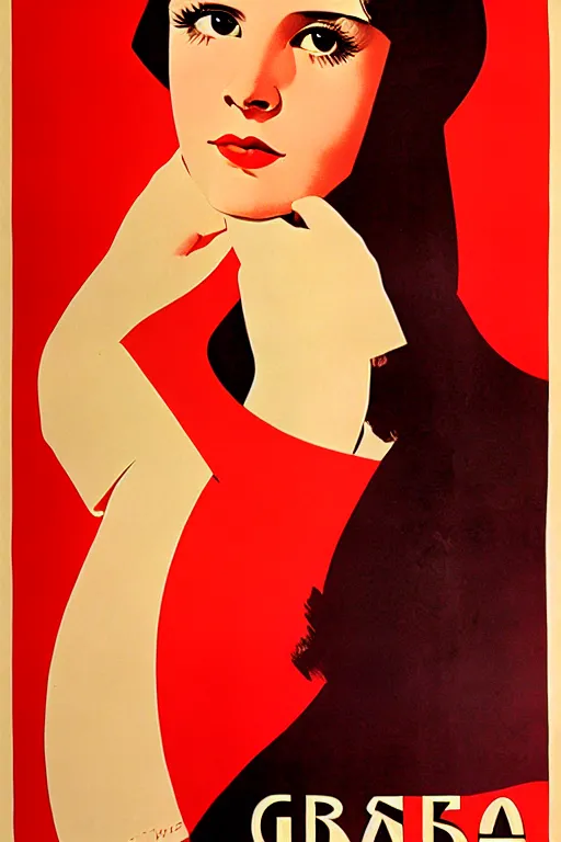 Prompt: portrait beautiful girl, ussr poster, art by grewski