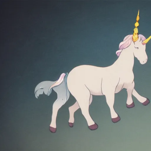 Prompt: Baby unicorn lying in the hand, GHIBLI, realistic style