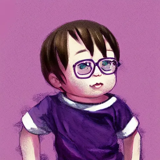 Image similar to cute little boy, purple color palette, art made by mitsuhiro kimura,