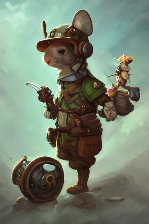 Prompt: cute little anthropomorphic Guinea Pig Pilot , tiny, small, short, Pilot outfit, cute and adorable, pretty, beautiful, DnD character art portrait, matte fantasy painting, DeviantArt Artstation, by Jason Felix by Steve Argyle by Tyler Jacobson by Peter Mohrbacher, cinematic lighting