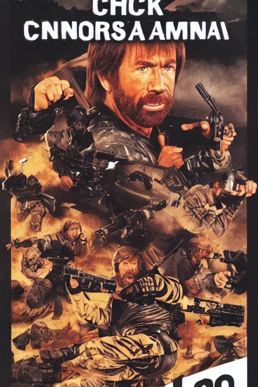 Prompt: chuck norris 1 9 8 0 s vhs tape cover ninja commando, atmospheric, realism, action, grimy, kung fu arena, highly detailed, high octane render, hd, 3 ninjas on jetskis, in the style of enzo sciotti