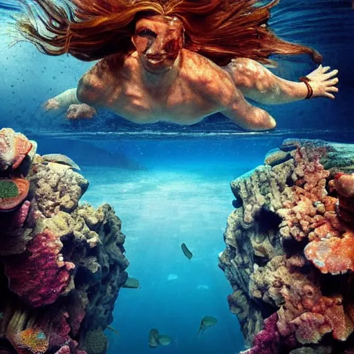 Prompt: Roman empire underwater, Atlantis, spectacular quality, surrealism photography masterpiece, perfect composition