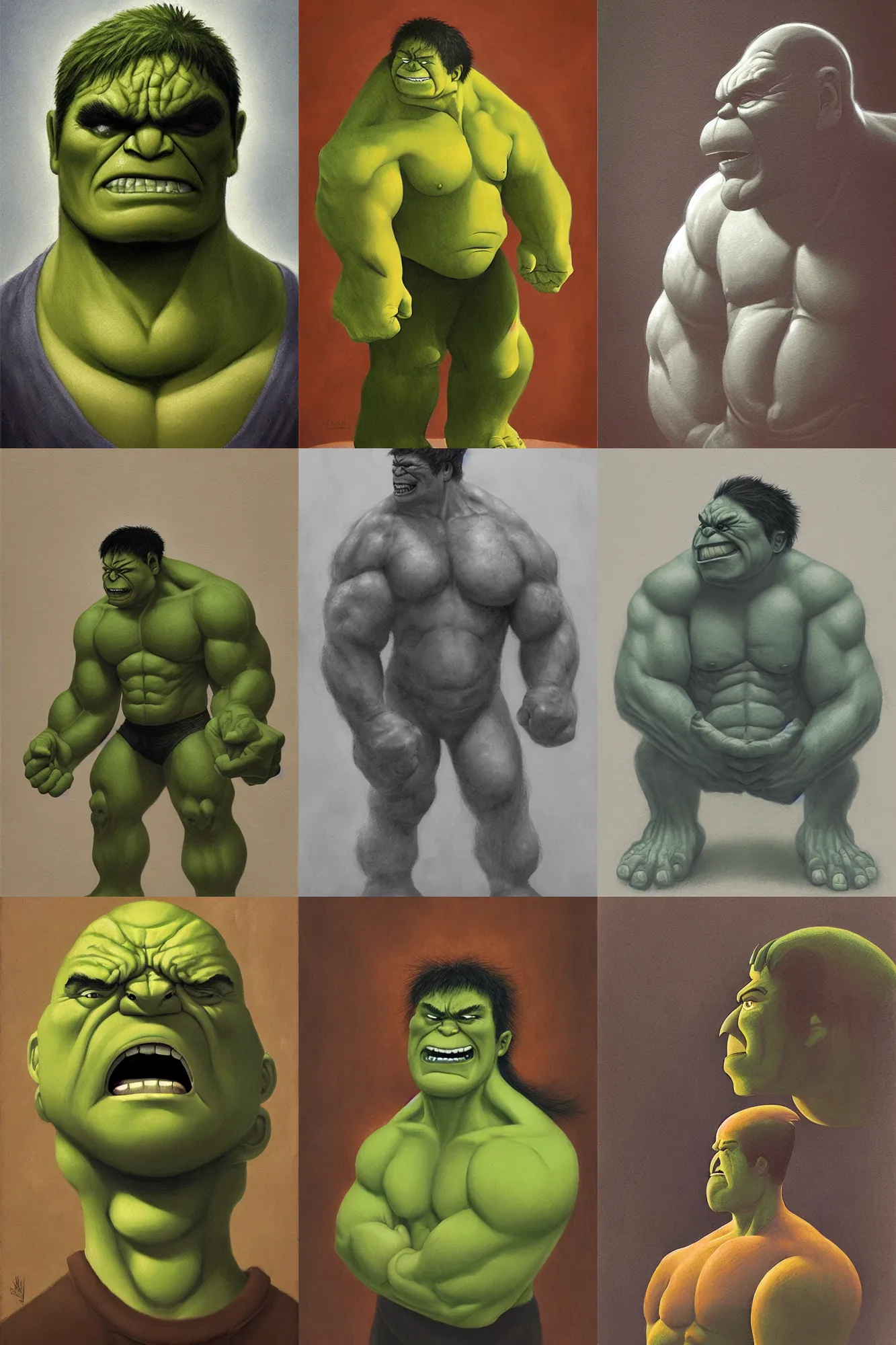 Prompt: candid portrait of Hulk illustrated by Shaun Tan
