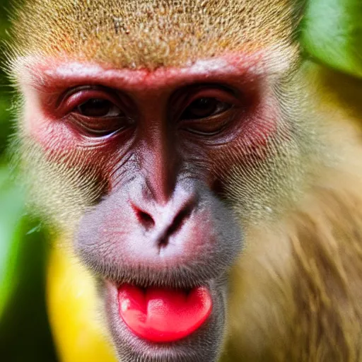 Image similar to red monkey eating a banana, logo