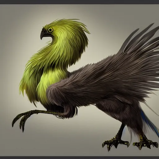 Image similar to digital painting of an elegant but deadly chicogriff, griffin chicogriff hybrid monster