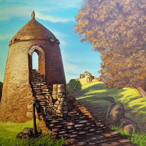 Prompt: Firelink Shrine, oil on canvas, extremely detailed,