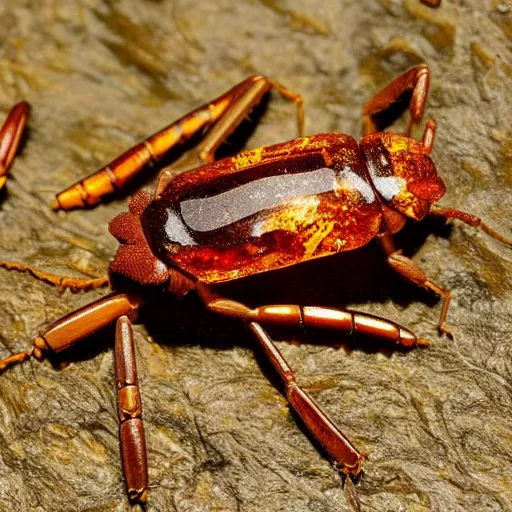 Image similar to insects completely encased in fossilized amber