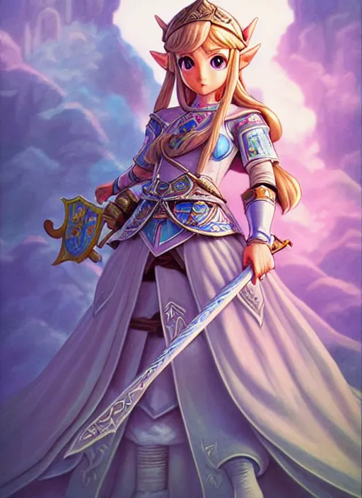 Prompt: princess zelda in dwarf fortress, beautiful shadowing, 3 d shadowing, reflective surfaces, illustrated completely, 8 k beautifully detailed pencil illustration, extremely hyper - detailed pencil illustration, intricate, epic composition, very very kawaii, masterpiece, bold complimentary colors. stunning masterfully illustrated by artgerm and range murata.