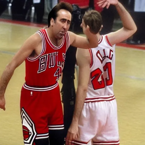 Image similar to Nicolas Cage as a member of the Chicago Bulls