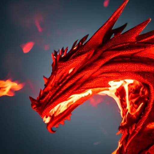 Image similar to photo of dragon with red skin, fire, 4 k