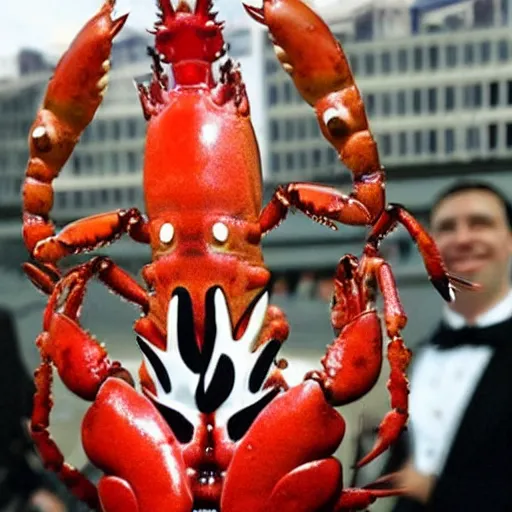 Image similar to cross between a lobster and a mobster, a lobster lobster, mafia lobster