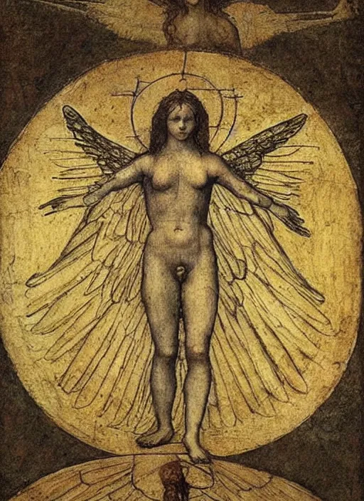 Image similar to Vitruvian female angel by Leonardo Davinci