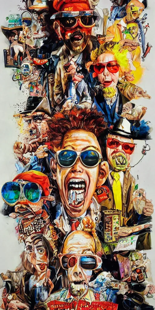 Image similar to oil painting scene from Fear an loathing in las vegas movie art by kim jung gi